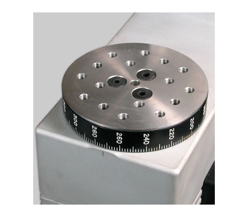 Roterende montageplaat, bevat een matrix van schroefdraadgaten voor grip- en armatuurmontage.