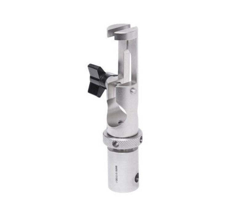 G1001 gemonteerd op een adapter, compatibel met bepaalde Mark-10-testbanken en testbanken van derden, loadcellen en krachtmeters.