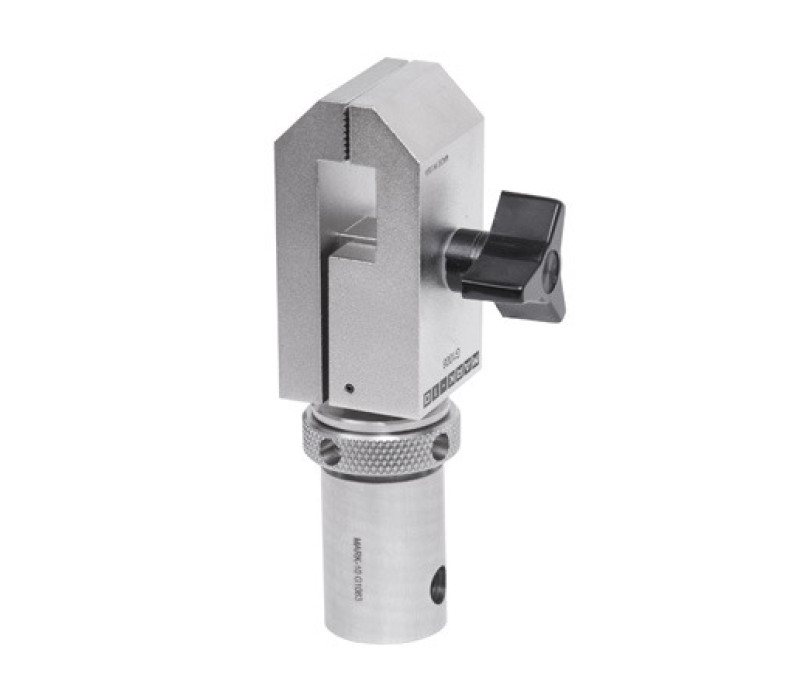 G1008-greep gemonteerd op een Eye-end-adapter die compatibel is met een verscheidenheid aan testbanken, loadcellen en krachtmeters