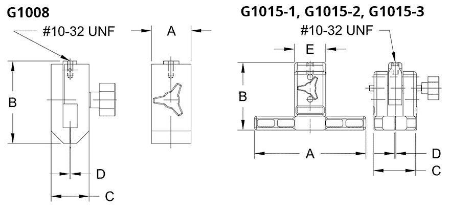Afmetingen-G1008 en G1015 grepen