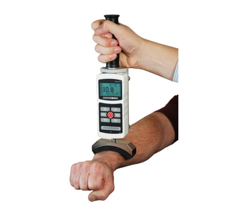 Een typische spierkrachtanalysetoepassing van een G1021 met Series 5 digitale krachtmeter.