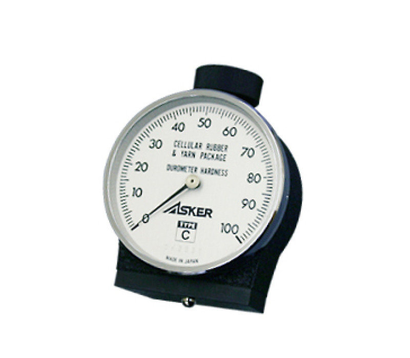 De Durometer Asker Type C meet zacht rubber, sponzen, schuim elastomeren, opgerolde draden, opgerolde vellen en textiel rollen.