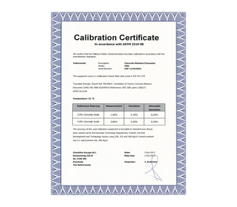 Cic-Moisture Vochtmeter Kalibratie