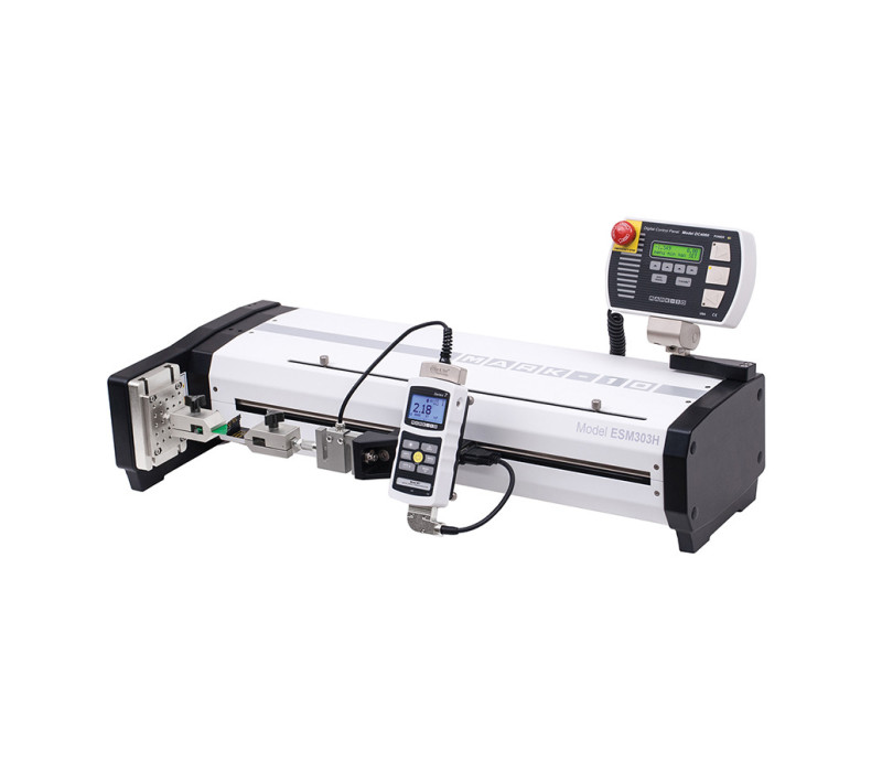 ESM303H horizontale testopstelling met de Series-7 Krachtmeter erop bevestigd.