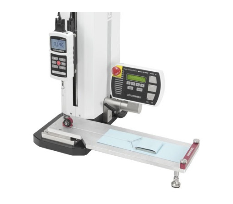 G1086 COF-armatuur wordt getoond op een gemotoriseerde testbank gemonteerd met M5-2-COF-meter