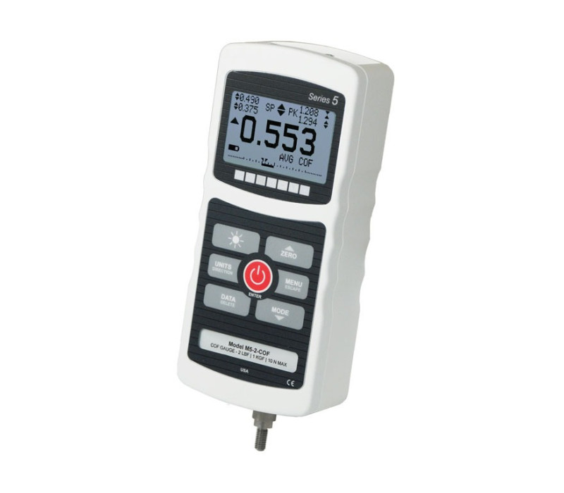 Model M5-2-COF wrijvingscoëfficiëntmeter kan worden gebruikt voor statische en kinetische wrijvingscoëfficiëntmetingen.