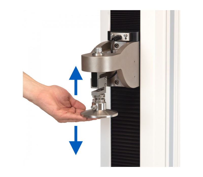 Met Mark-10's innovatieve FollowMe®-functie kan de gebruiker op de krachtsensor duwen en trekken om de kruiskop met de hand te verplaatsen. Gevoelig genoeg voor snelle positionering en fijne aanpassingen.
