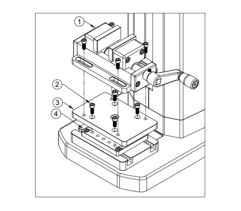 G1106 wordt geleverd met adapterplaat die rechtstreeks op Mark-10-basisplaten past.
