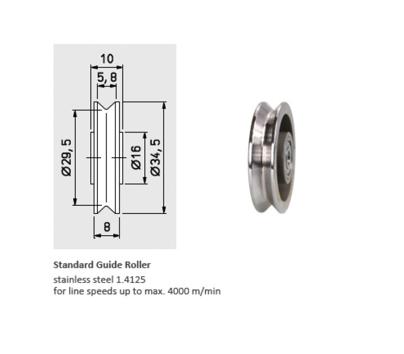 Standard Roller DTSL DTXL - Doorvoersnelheid v max. … m/min 4000 / NiRo staal 1.4125 (max. Ø 4 mm)