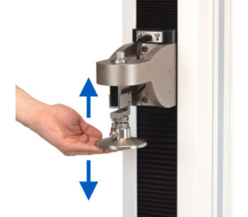 Met Mark-10's innovatieve FollowMe®-functie kan de gebruiker op de krachtsensor duwen en trekken om de kruiskop met de hand te verplaatsen. Gevoelig genoeg voor snelle positionering en fijne aanpassingen.
