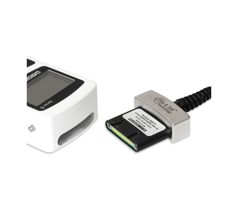 Unieke Plug & Test®-technologie maakt het mogelijk om verwisselbare sensoren te gebruiken met een Mark-10-indicator. Alle kalibratie- en configuratiegegevens worden opgeslagen in de slimme connector.