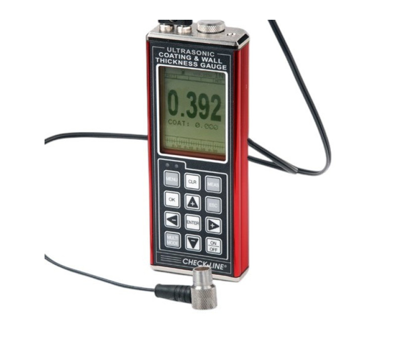 Duidelijke weergave van de gemeten wanddikte op het grote LCD-scherm van de TI-CMX-meter.