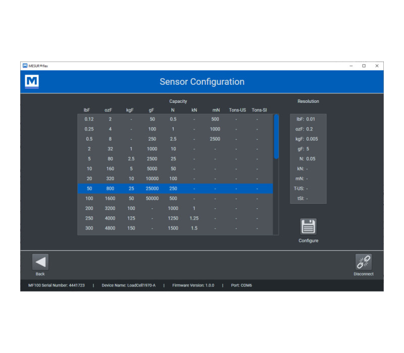 Een sensor configureren in de software