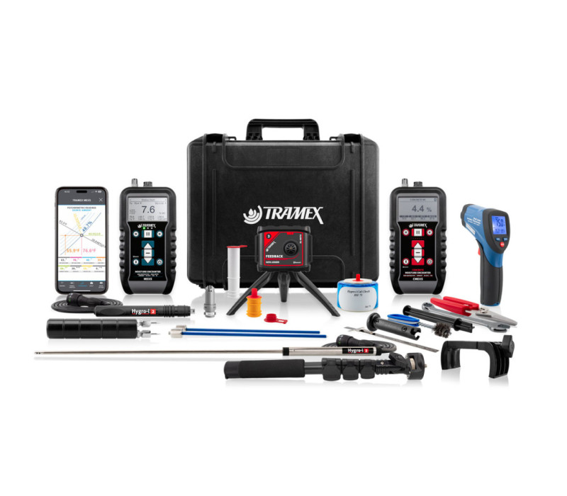 Masterkit X voor het herstel van waterschade, WDMK-X, inclusief CME5- en MEX5-meetinstrumenten met verlengstang, DL-RHTX, HH14TP30B, HH14SP200B, RHP-NW-B, HIPP, RHIE2B, RHHLsR, HI-ACC en IRT2